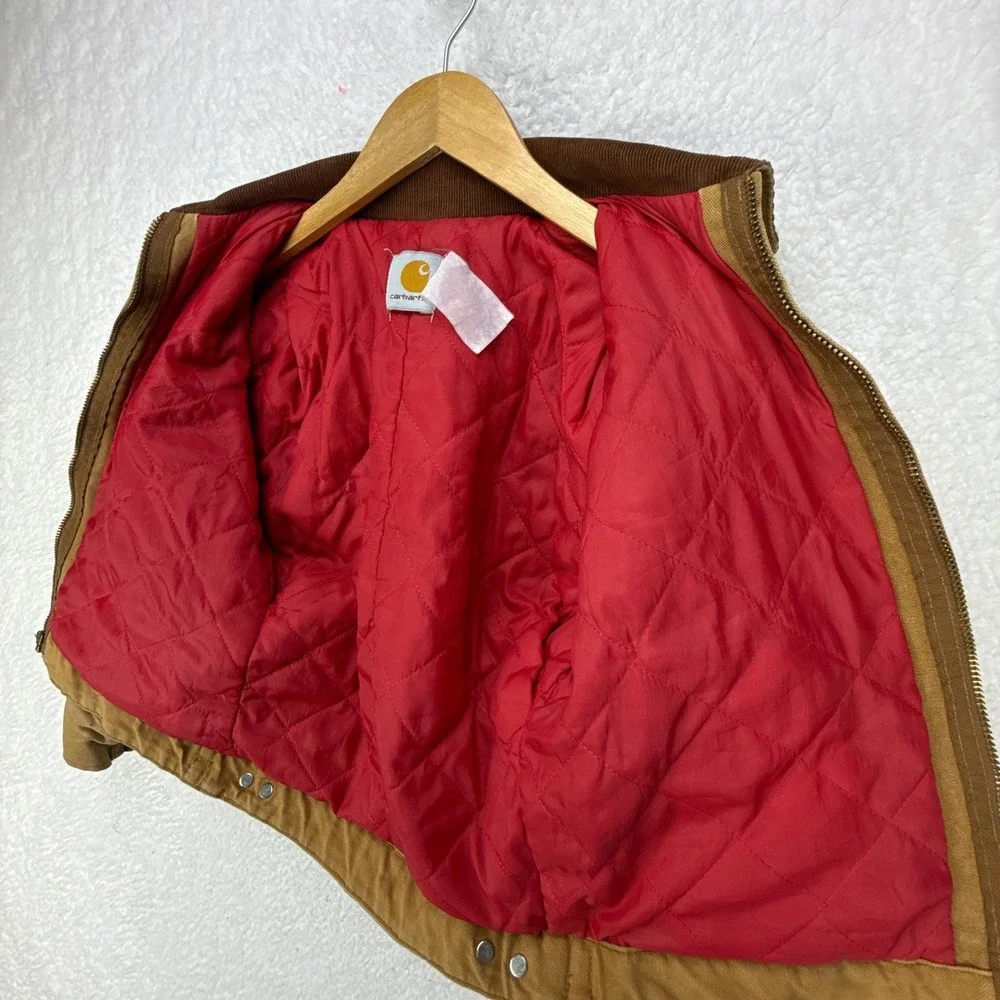 Carhartt‎ Detroit Jacket Quilt Lined Youth Medium Y20 BRN Brown Red Lining